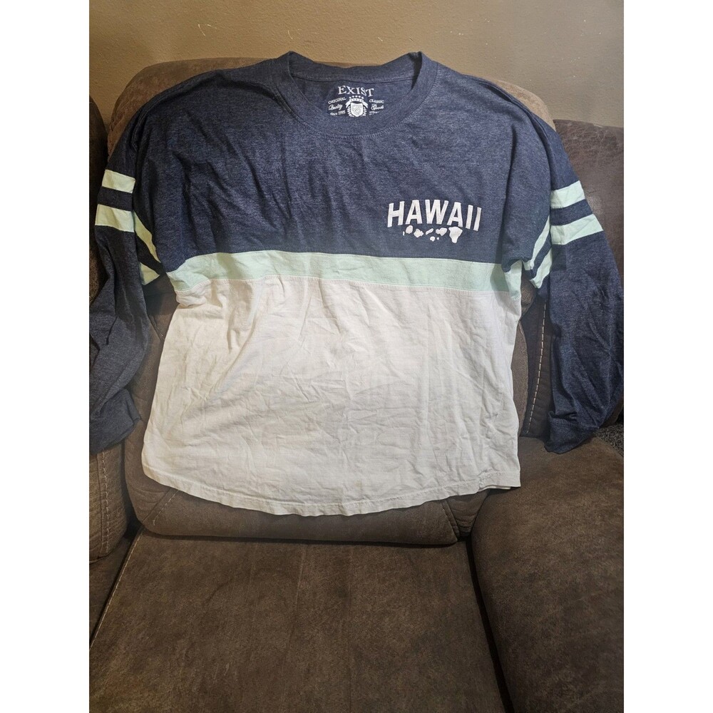 Spirit Jersey Hawaii Islands Adult XL Shirt White Blue Beach Long Sleeve Surf